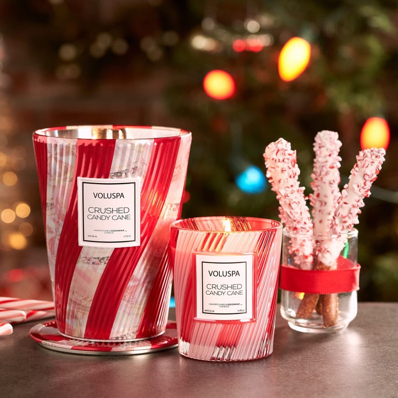 Voluspa Crushed Candy Cane Candle | Classic Boxed Candle | 6.5 Ounces | 40 Hour Burn Time |Coconut Wax for Clean Burning | Non-Toxic - Image 3